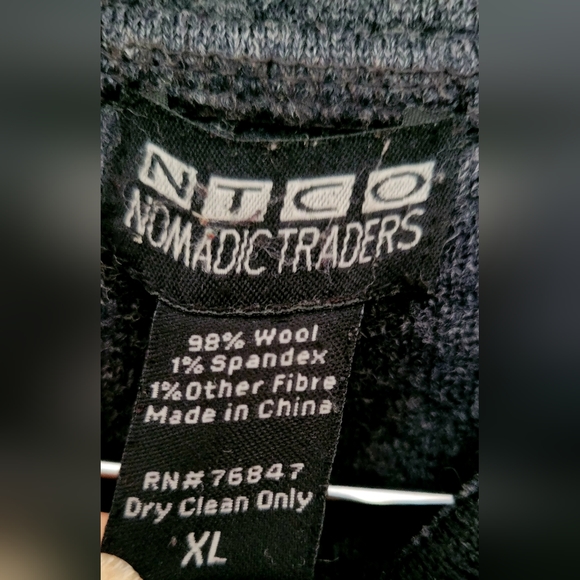 Nomadic Traders Women's 98%Wool Jacket Cardigan Zip Black Stand Collar XL - Picture 8 of 16